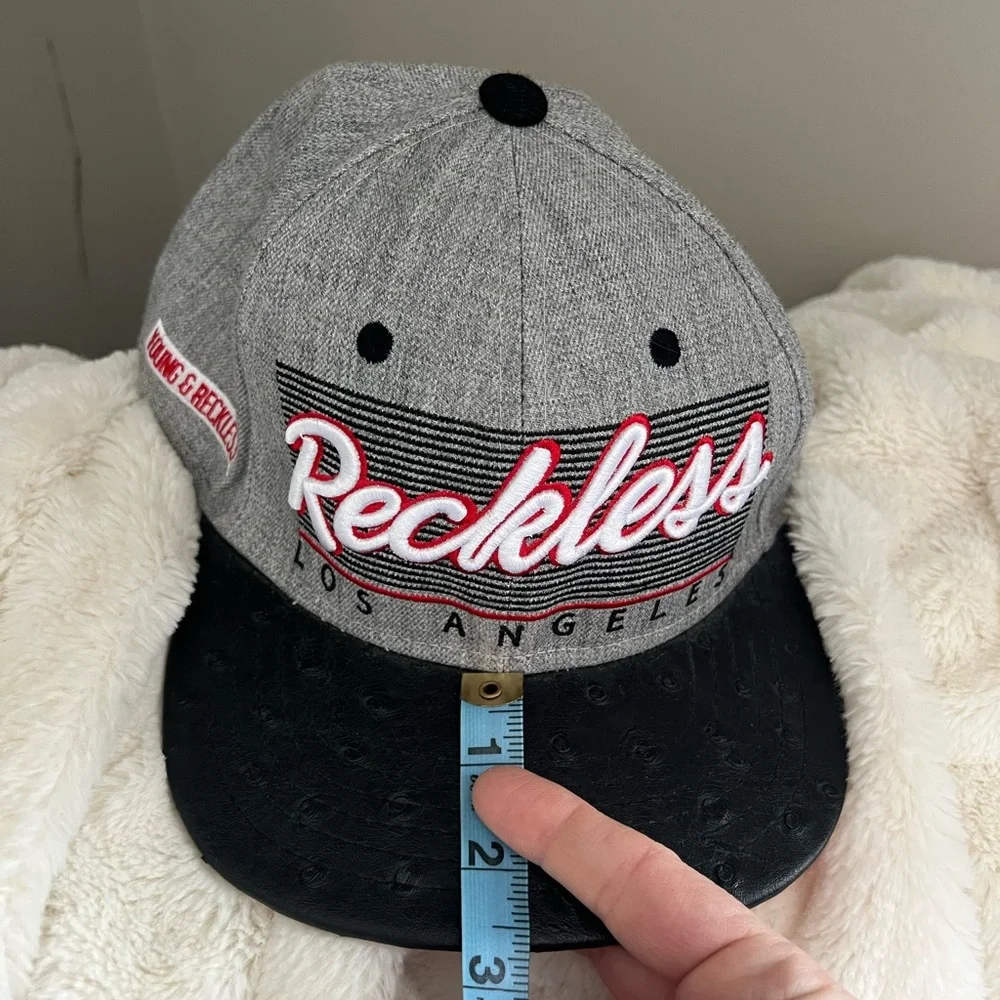 Gray and Black Reckless Snapback Hat